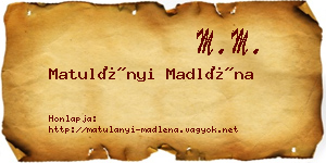 Matulányi Madléna névjegykártya